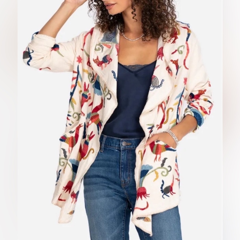 Johnny Was | Druion Short Hoodie Embroidered Sweater